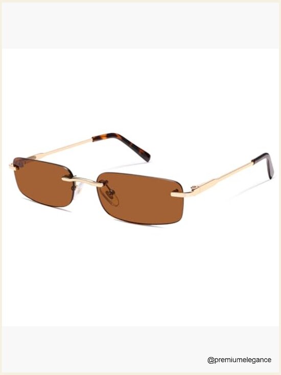 Trendy Small Square Sunglasses Retro Rimless Narrow Shades UVA/UVB Protection main image 4